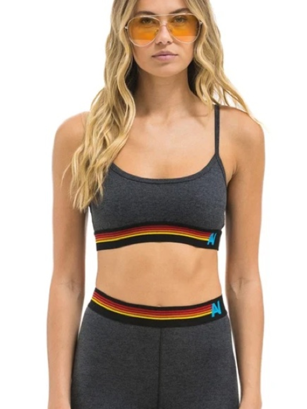 AVIATOR NATION LOGO ADJUSTABLE BRALETTE - CHARCOAL MEDIUM